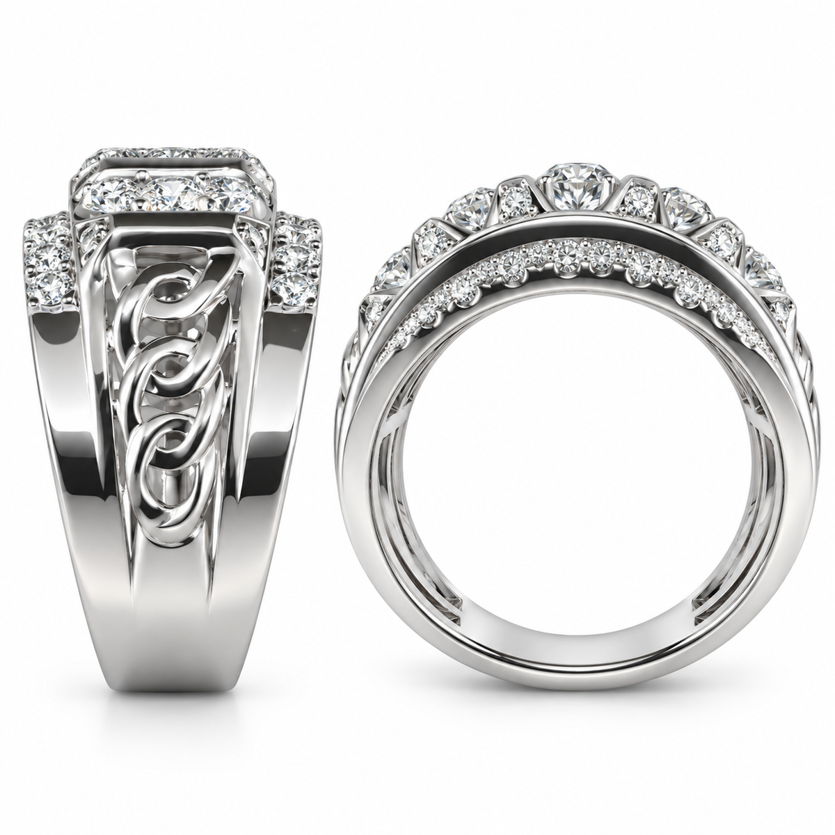 Sterling Silver Men's Ring 2.00 ct Lab Grown Diamond