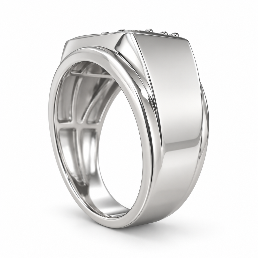 Sterling Silver Men's Ring 0.75 ct Lab Grown Diamond