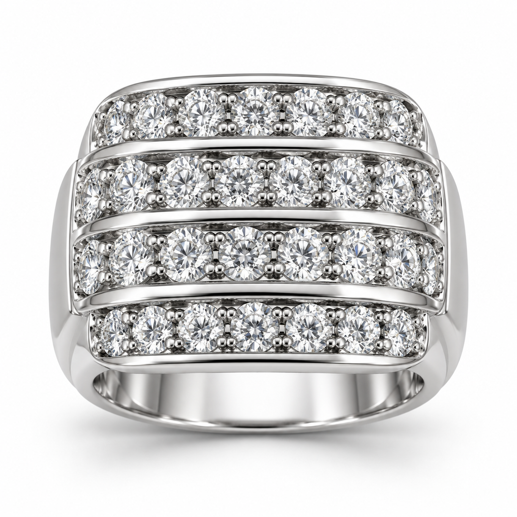 Sterling Silver Men's Ring 2.00 ct Lab Grown Diamond
