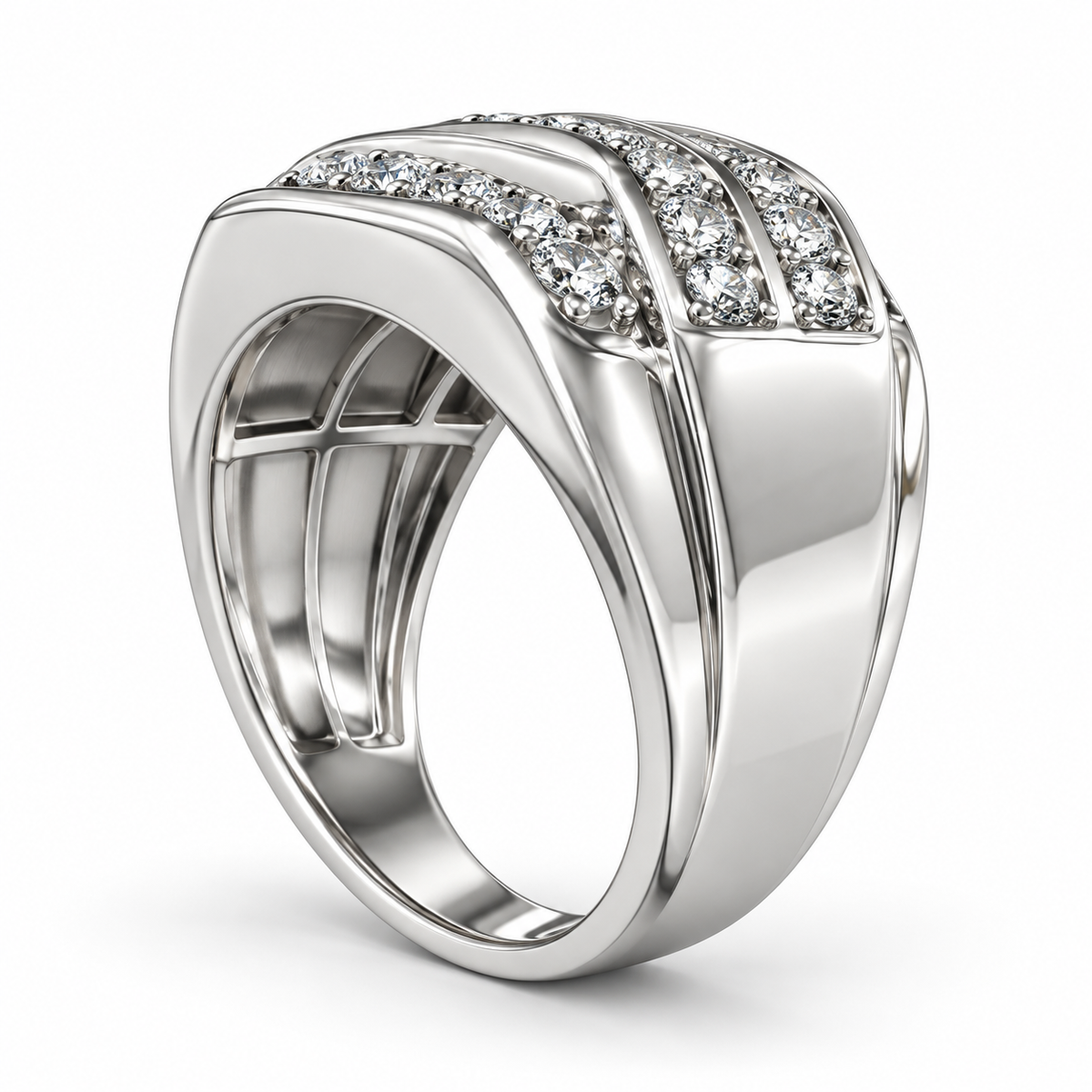 Sterling Silver Men's Ring 2.00 ct Lab Grown Diamond