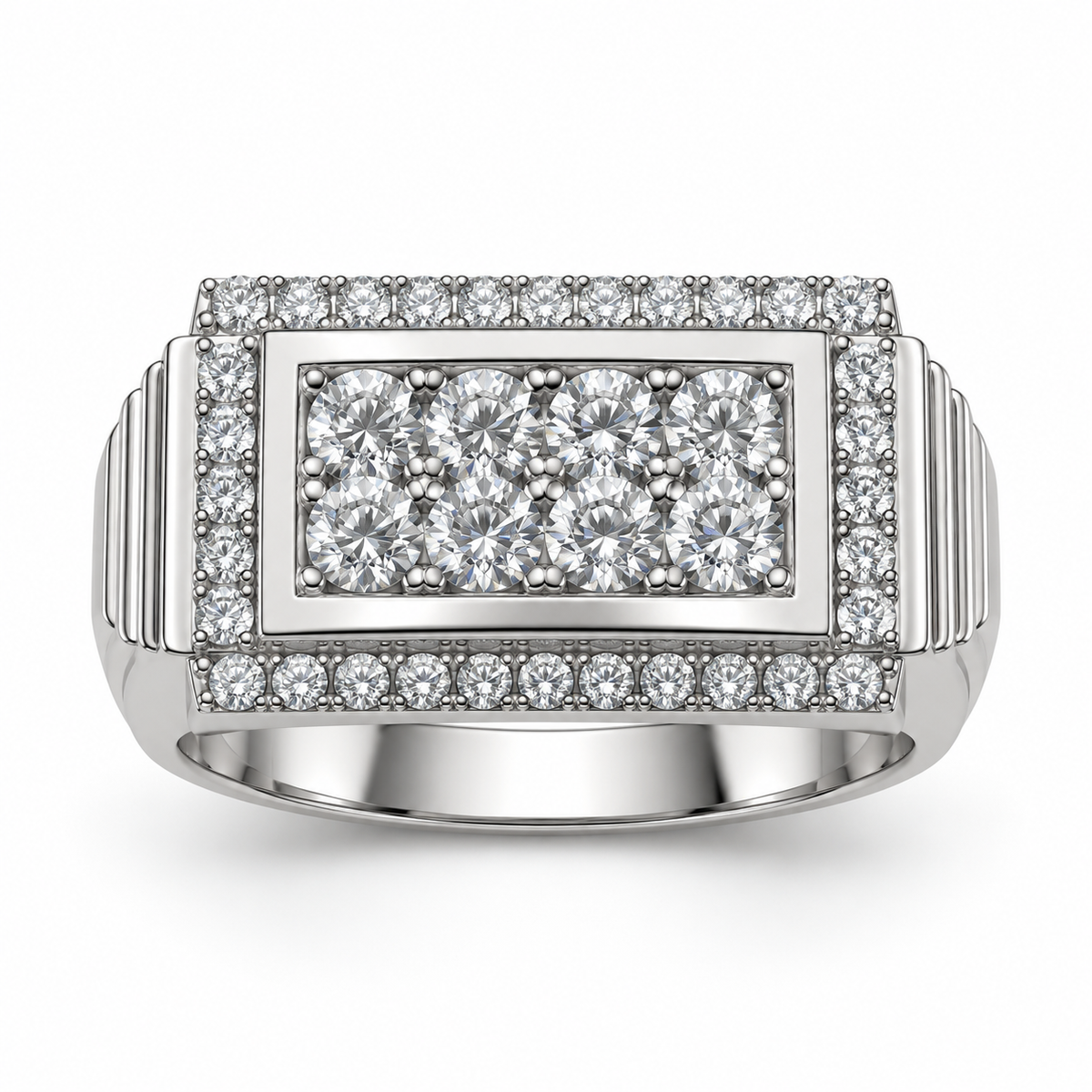 Sterling Silver Men's Ring Presidential Style 1.00 ct Lab Grown Diamond