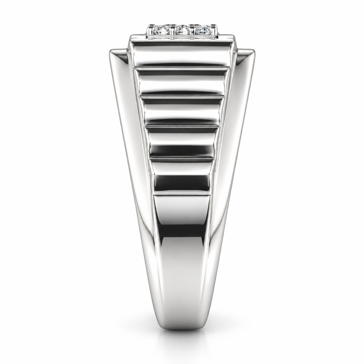 Sterling Silver Men's Ring Presidential Style 1.00 ct Lab Grown Diamond