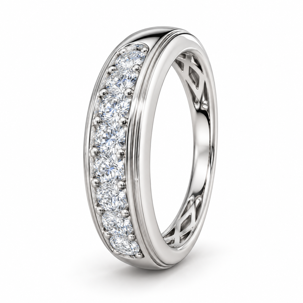 Sterling Silver Men's Band 0.50 ct Lab Grown Diamond
