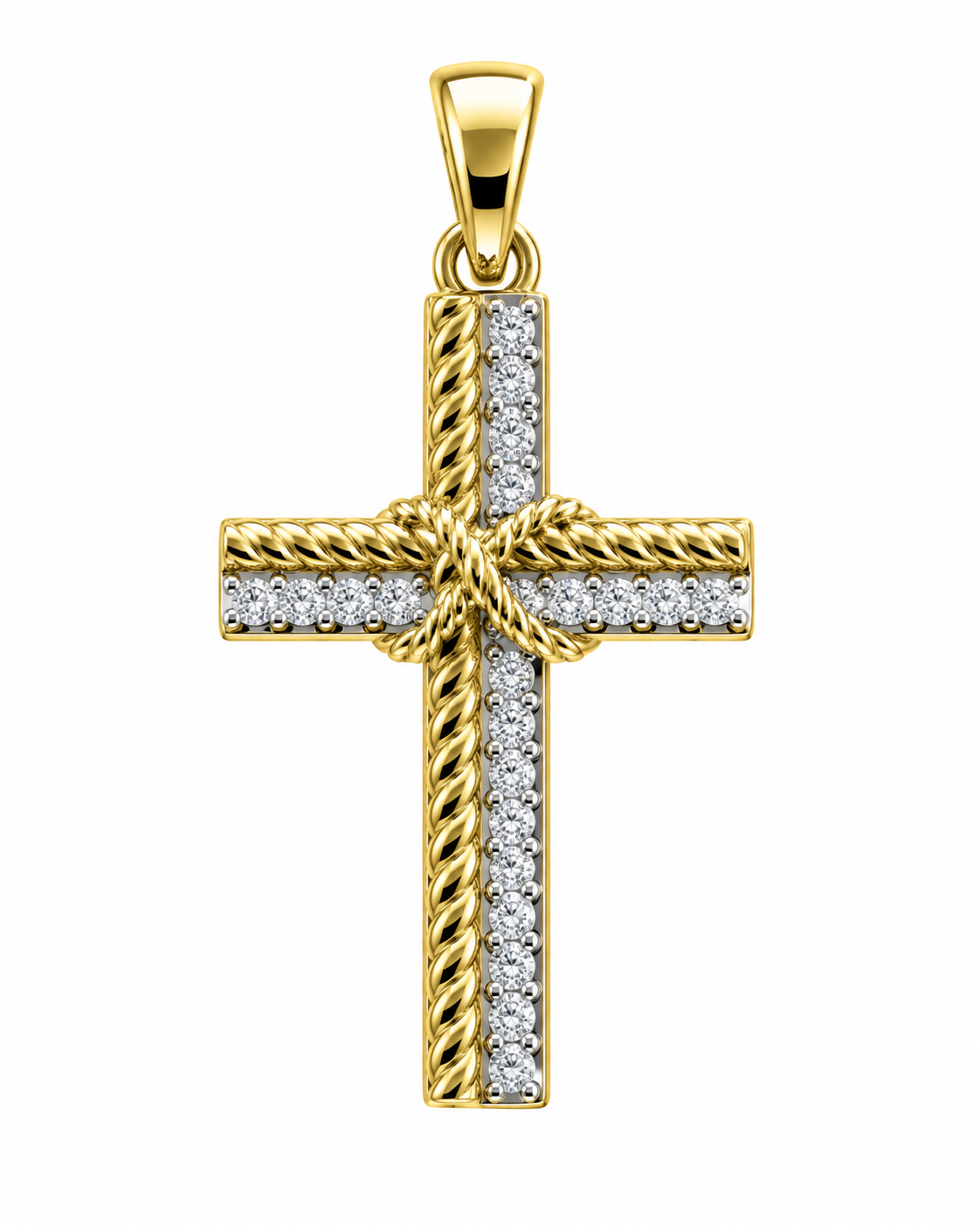 10K Yellow Gold Cross Charm 0.08 ct Natural Diamond