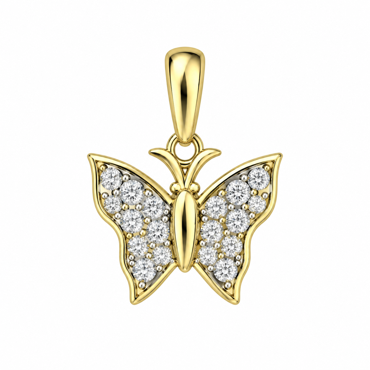 10K Yellow Gold Butterfly Charm 0.05 ct Natural Diamond