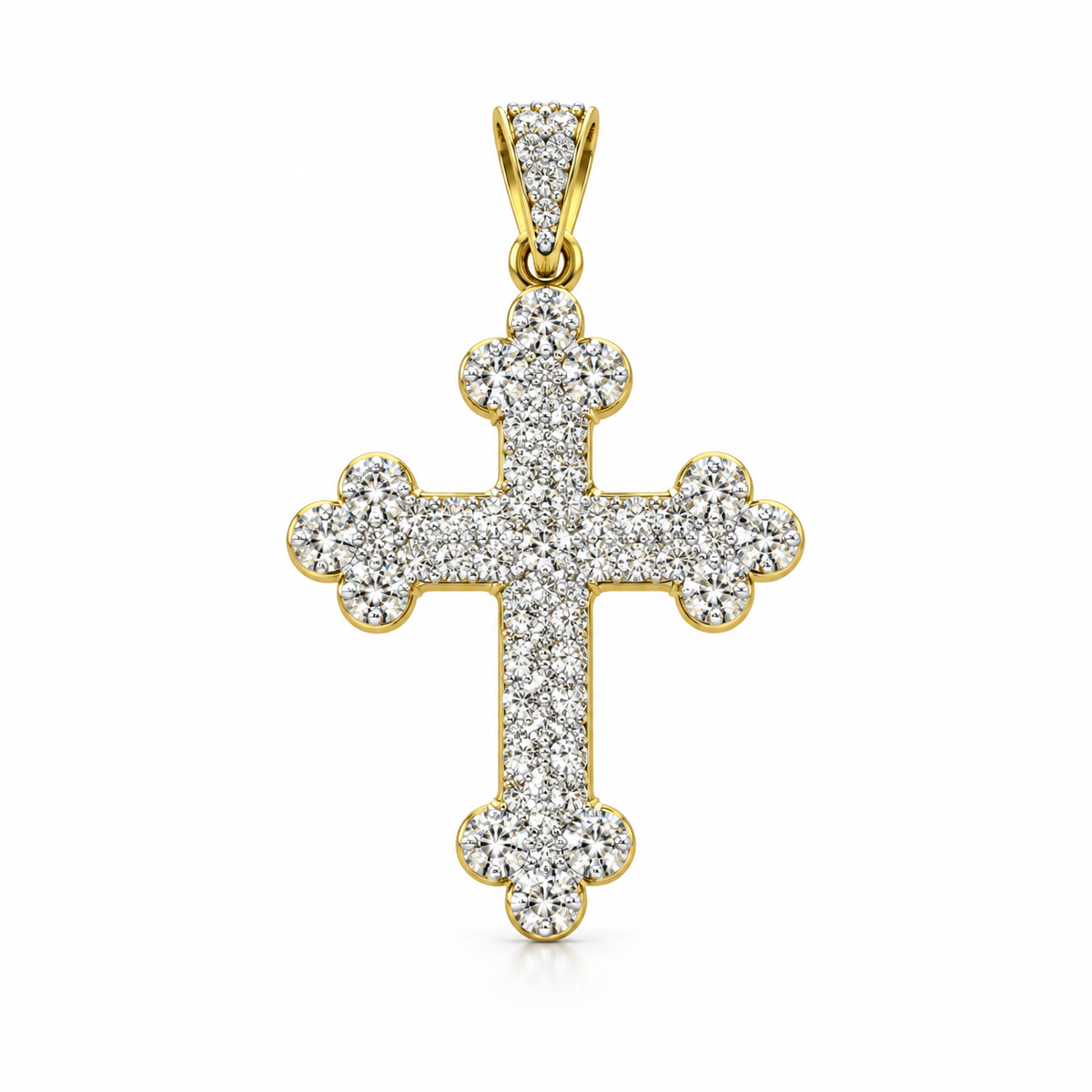 10K Two-Tone Gold Cross Charm 0.13 ct Natural Diamond