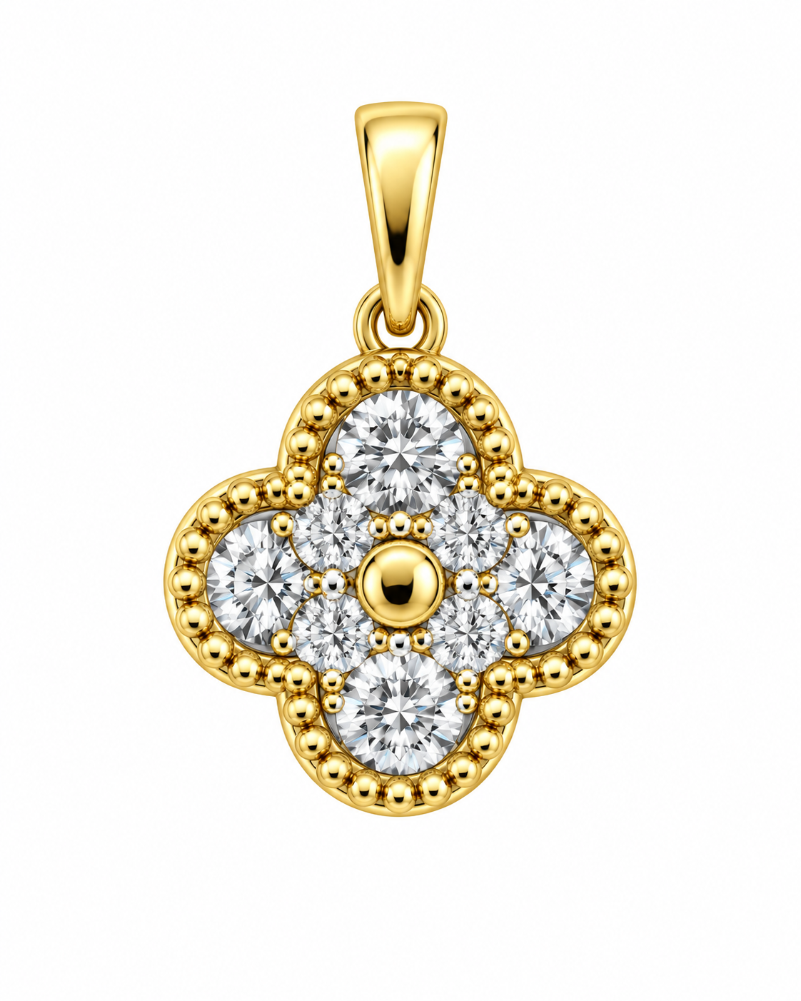10K Yellow Gold Clover Charm 0.20 ct Natural Diamond