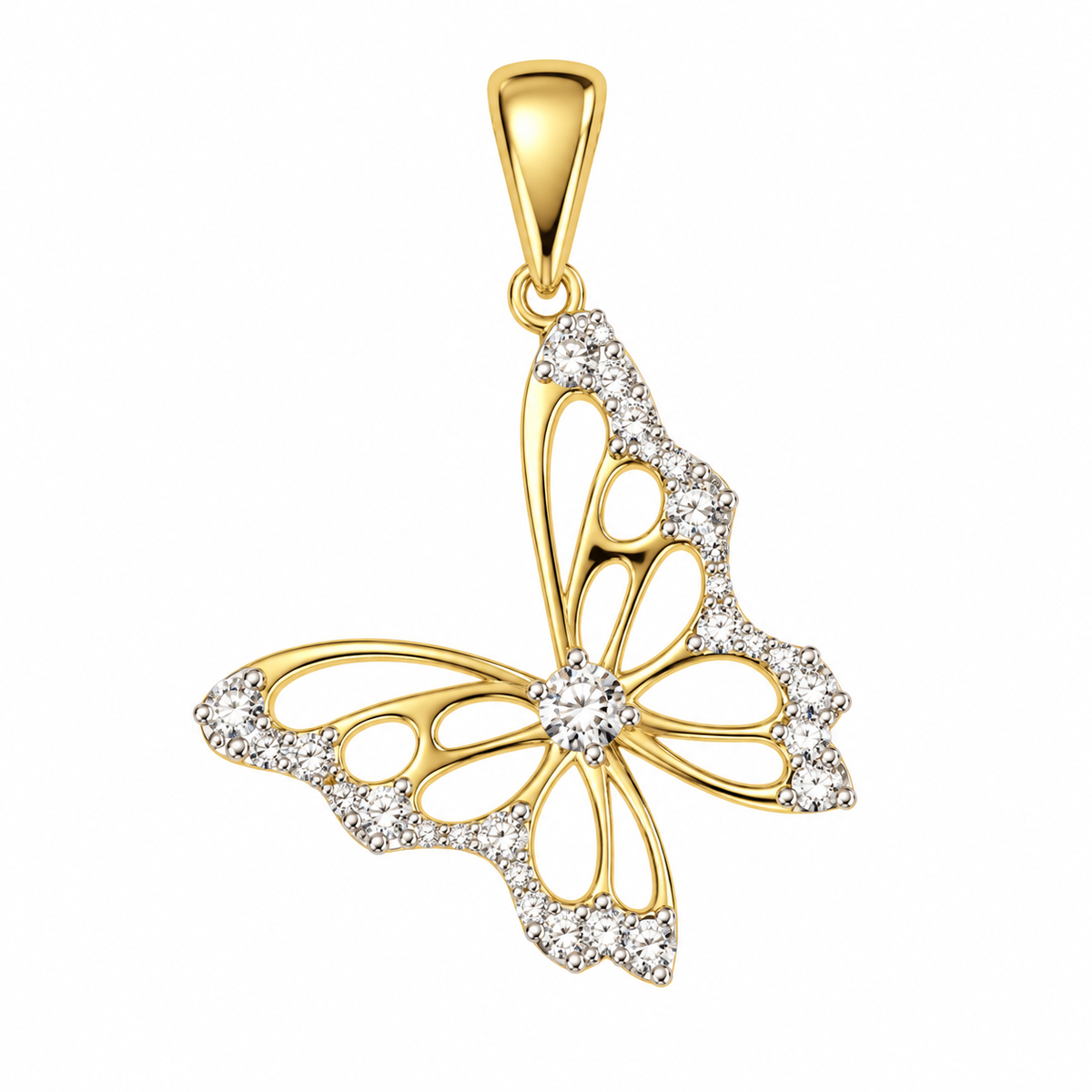 10K Yellow Gold Butterfly Charm 0.05 ct Natural Diamond
