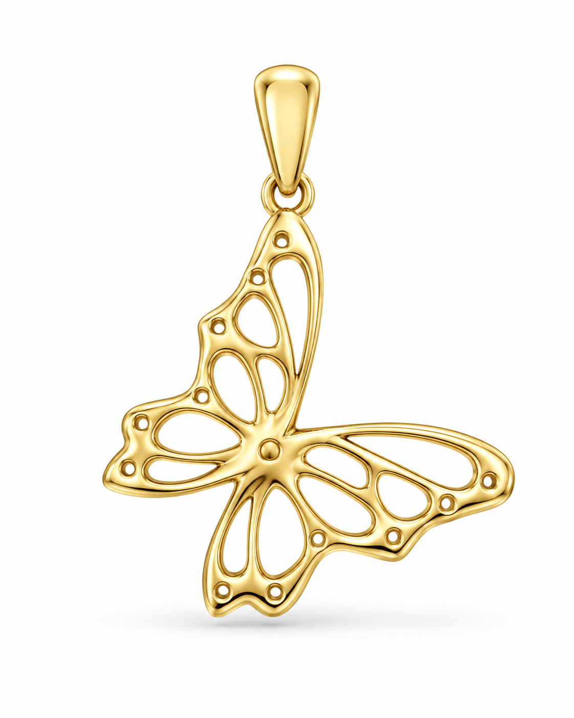 10K Yellow Gold Butterfly Charm 0.05 ct Natural Diamond