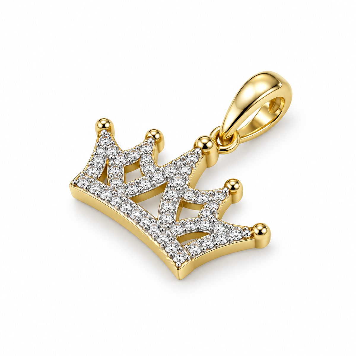 10K Two-Tone Gold Crown Charm 0.16 ct Natural Diamond