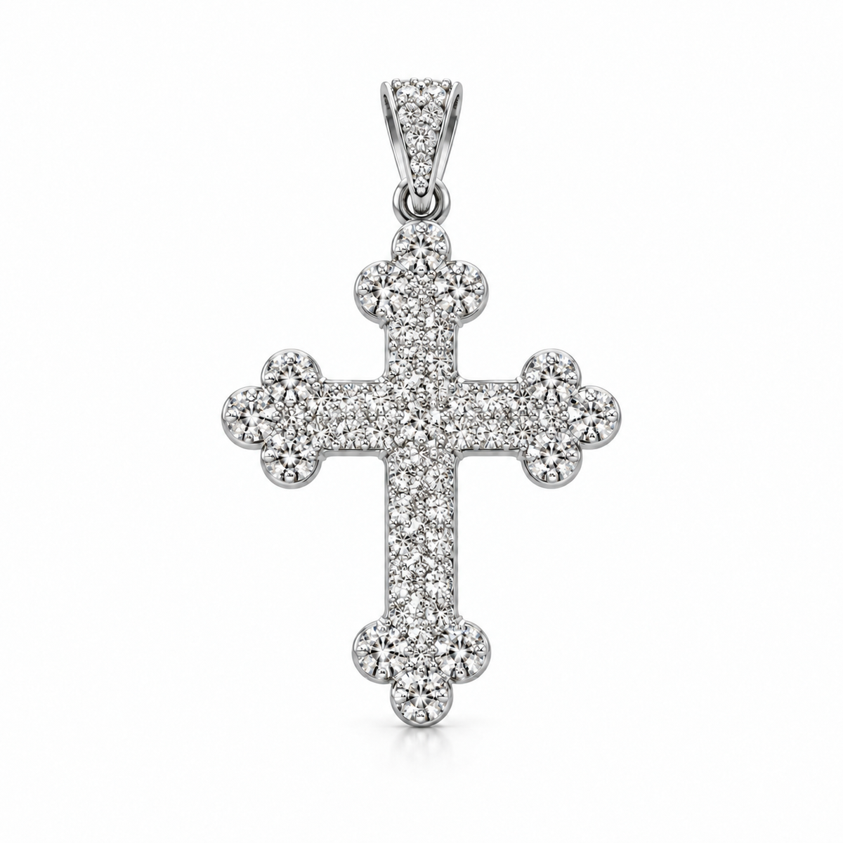 10K White Gold Cross Charm 0.25 ct Natural Diamond