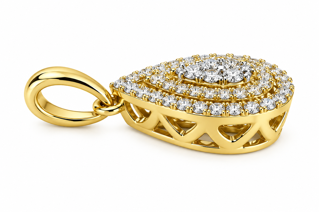 10K Yellow Gold Pear Charm Baguette 0.35 ct Natural Diamond