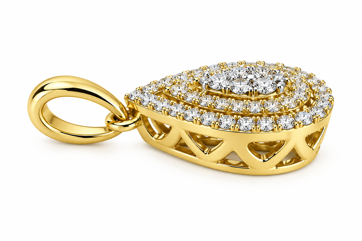 10K Yellow Gold Pear Charm Baguette 0.35 ct Natural Diamond
