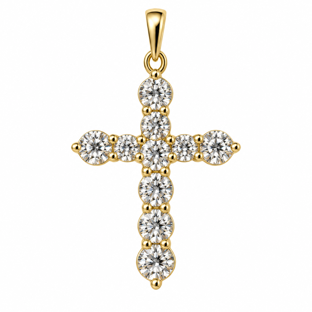 14K Yellow Gold Cross Charm 0.60 ct Lab Grown Diamond