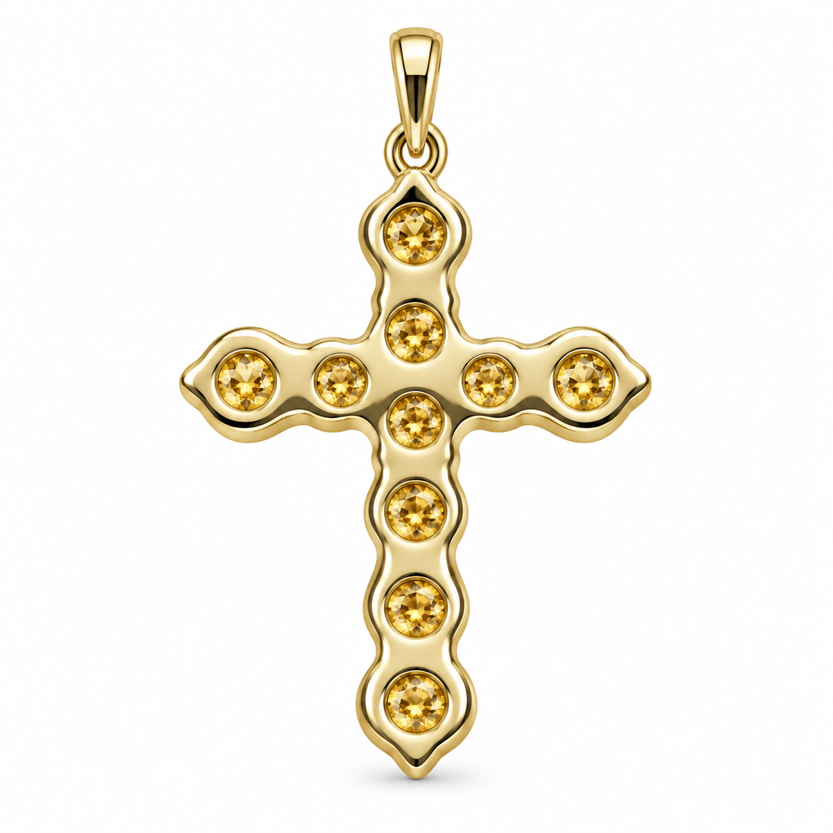 14K Yellow Gold Cross Charm 0.60 ct Lab Grown Diamond