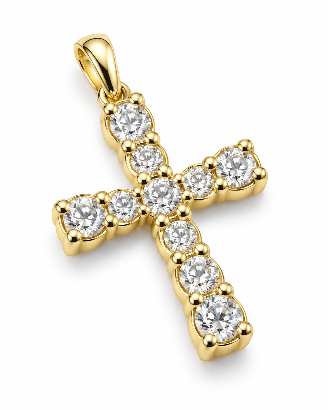 14K Yellow Gold Cross Charm 0.60 ct Lab Grown Diamond