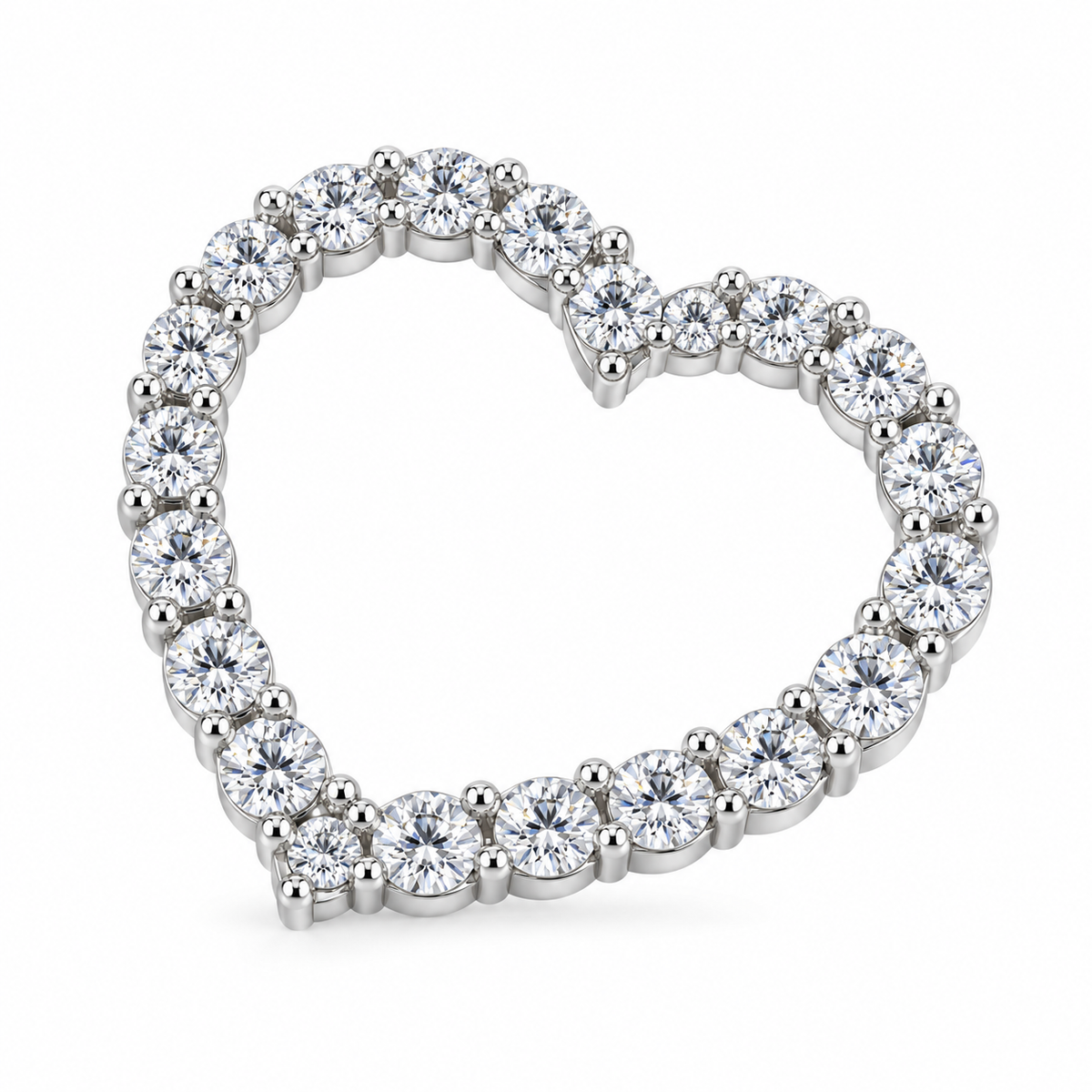 14K White Gold Heart Charm Slider 1.00 ct Lab Grown Diamond