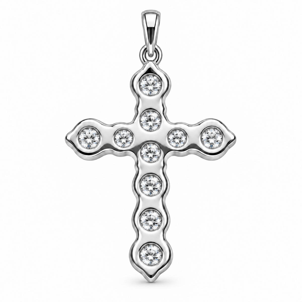 14K White Gold Cross Charm 0.33 ct Lab Grown Diamond