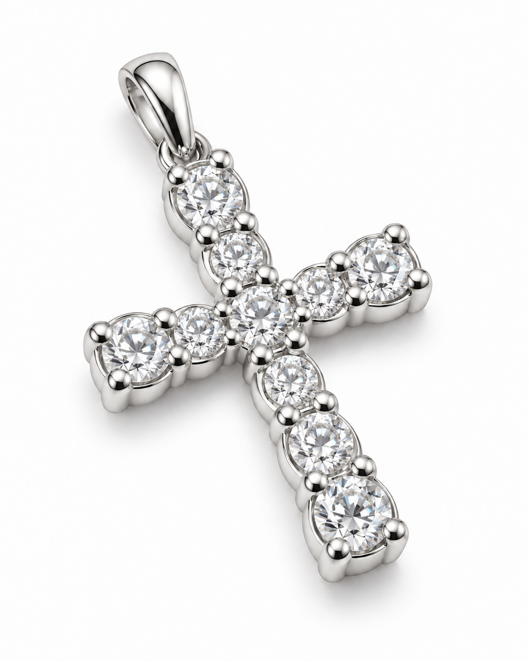 14K White Gold Cross Charm 0.33 ct Lab Grown Diamond