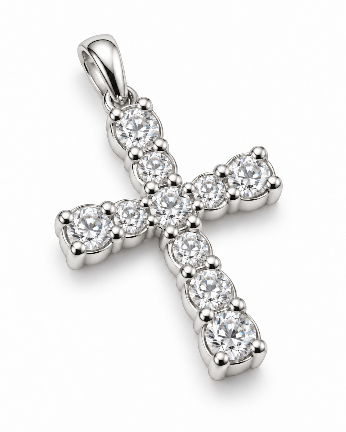 14K White Gold Cross Charm 0.33 ct Lab Grown Diamond