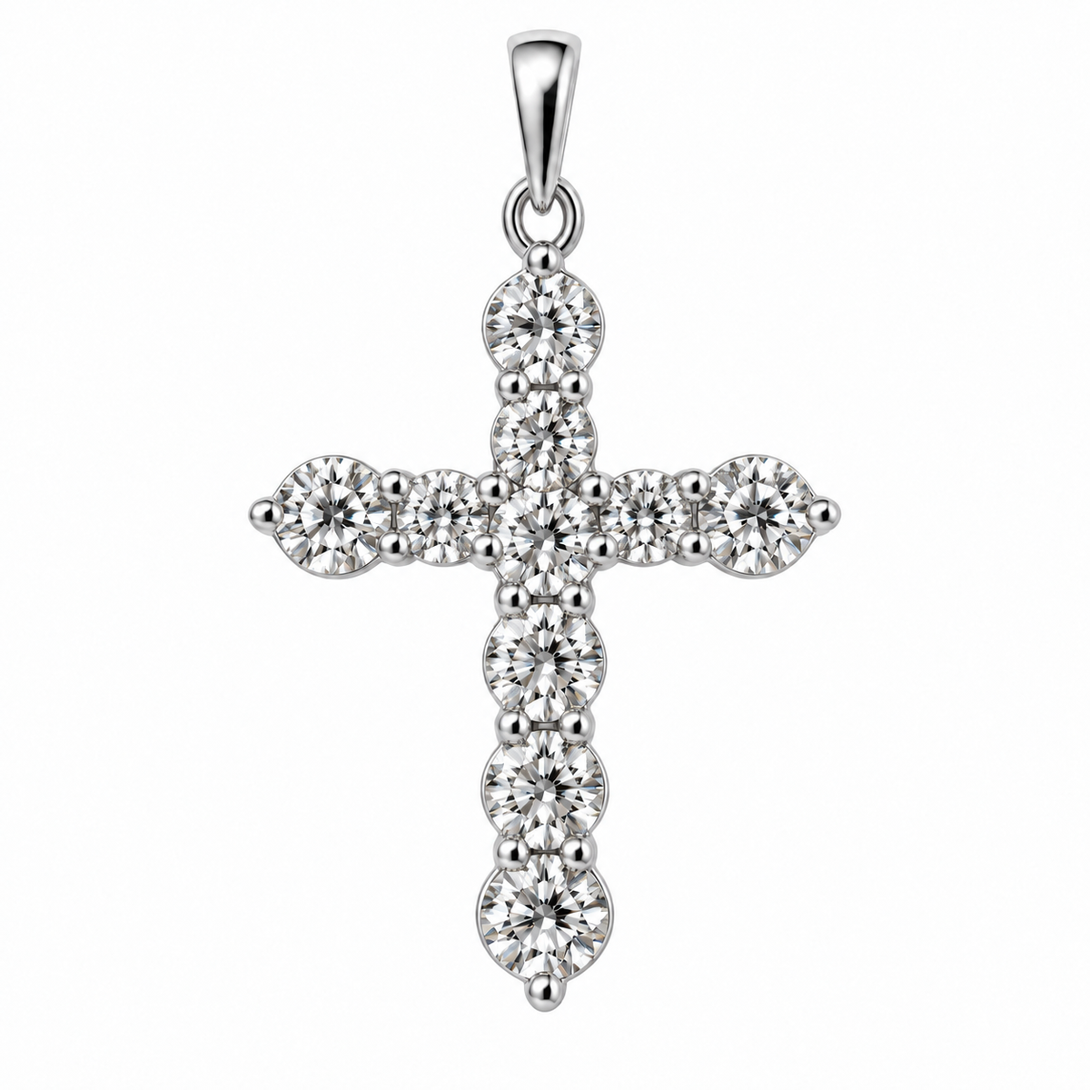 14K White Gold Cross Charm 0.33 ct Lab Grown Diamond
