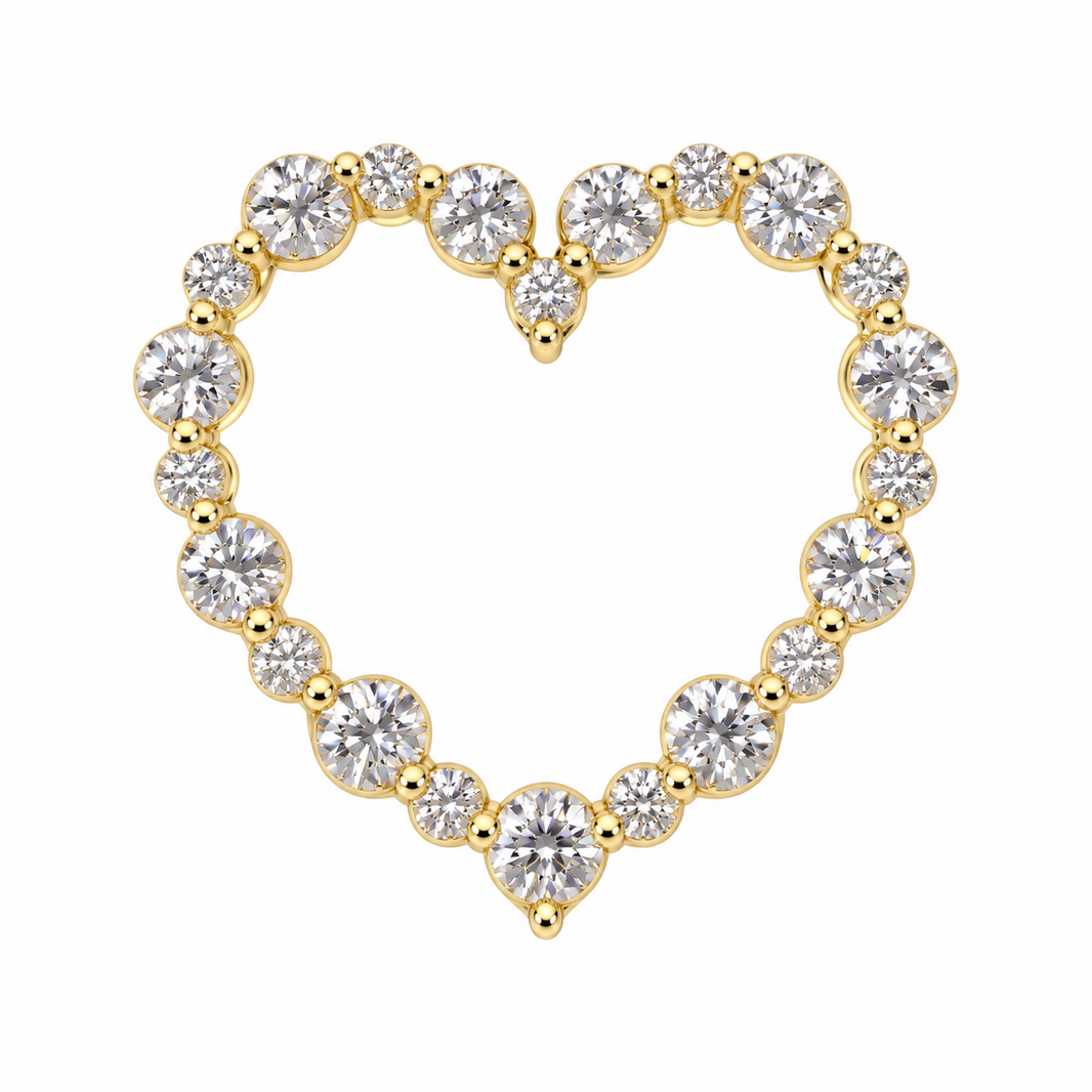 14K Yellow Gold Heart Charm 1.00 ct Lab Grown Diamond