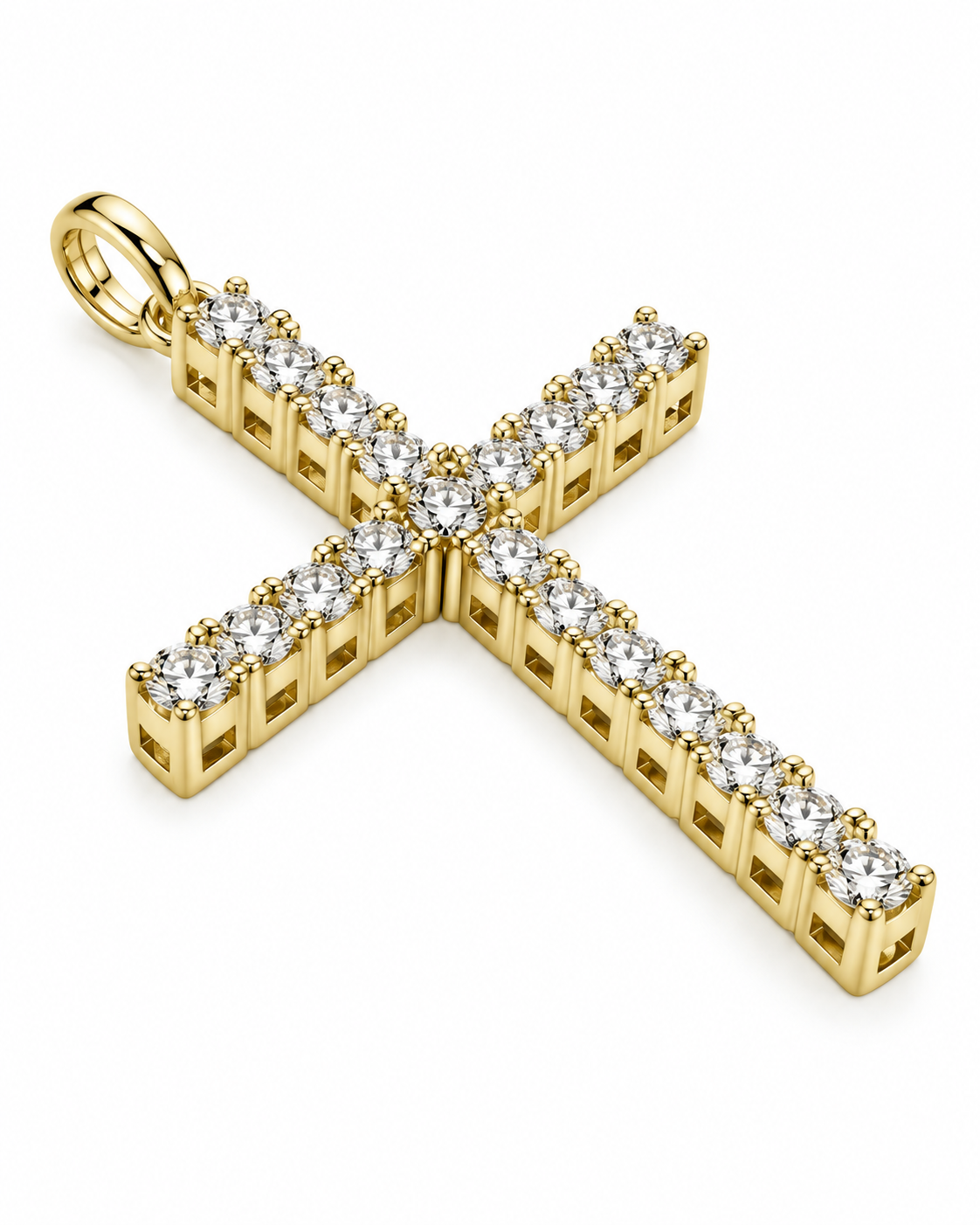 14K Yellow Gold Cross Charm 0.65 ct Lab Grown Diamond