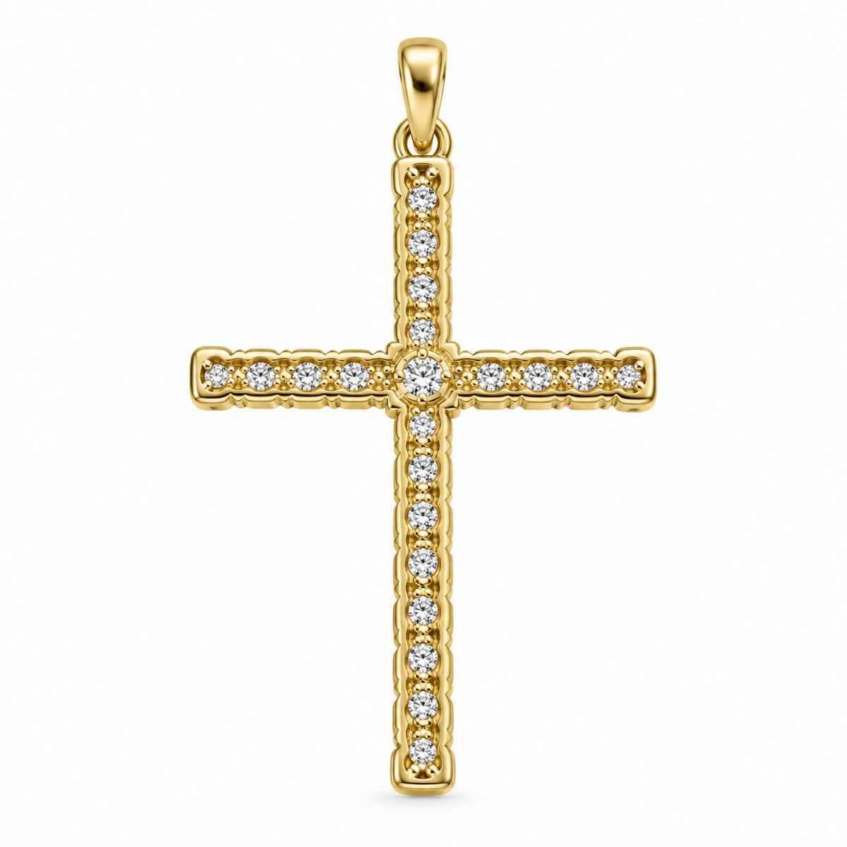 14K Yellow Gold Cross Charm 0.65 ct Lab Grown Diamond