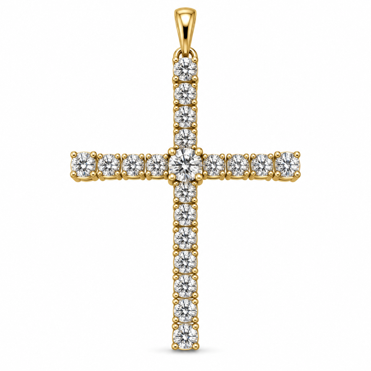 14K Yellow Gold Cross Charm 0.65 ct Lab Grown Diamond