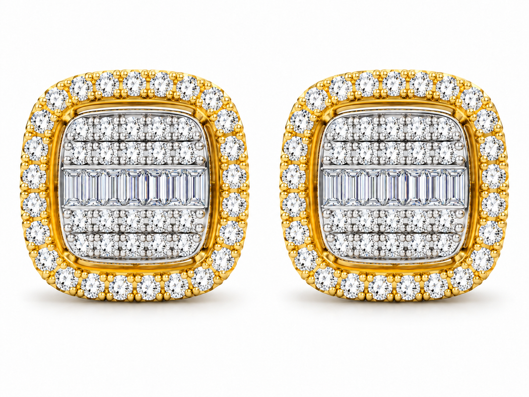 10K Yellow Gold Earrings 0.65 ct Natural Diamond
