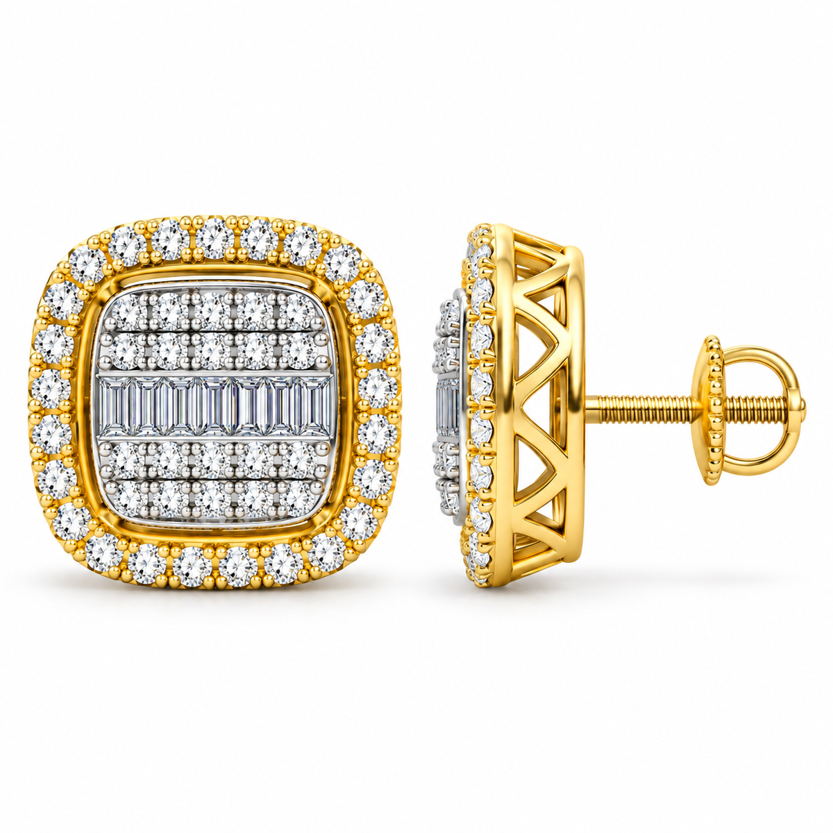 10K Yellow Gold Earrings 0.65 ct Natural Diamond