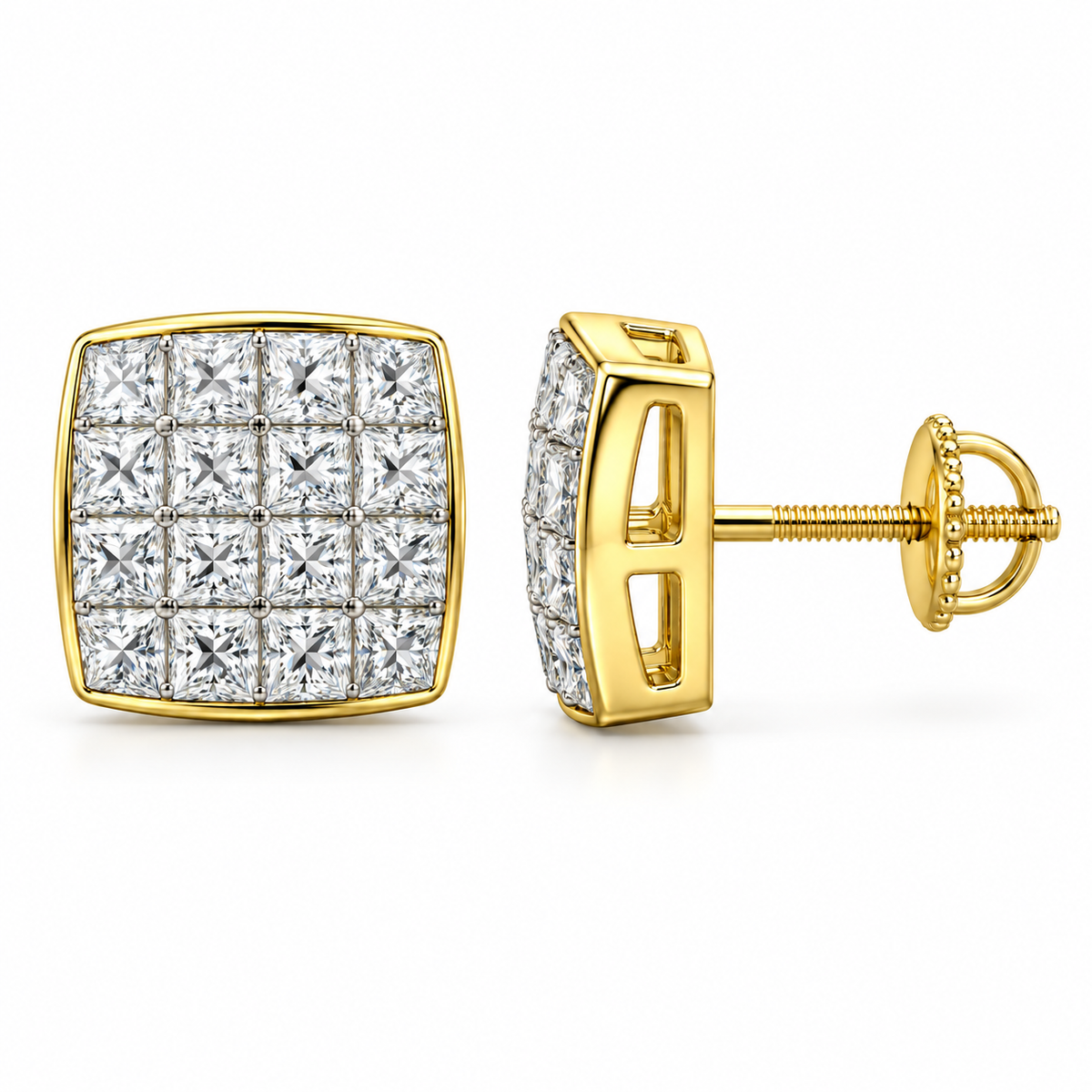 14K Yellow Gold Earrings 1.00 ct Natural Diamond