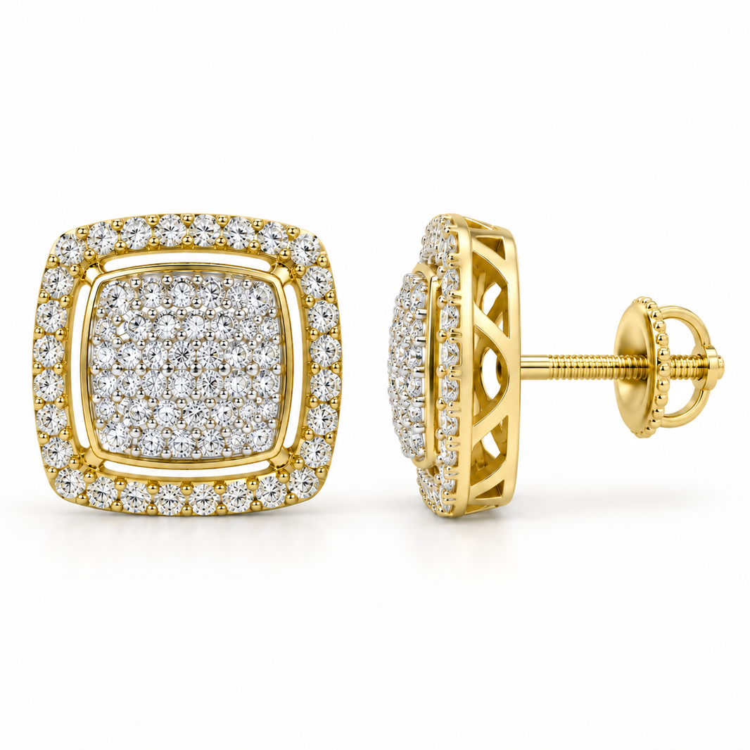 10K Yellow Gold Earrings 0.50 ct Natural Diamond