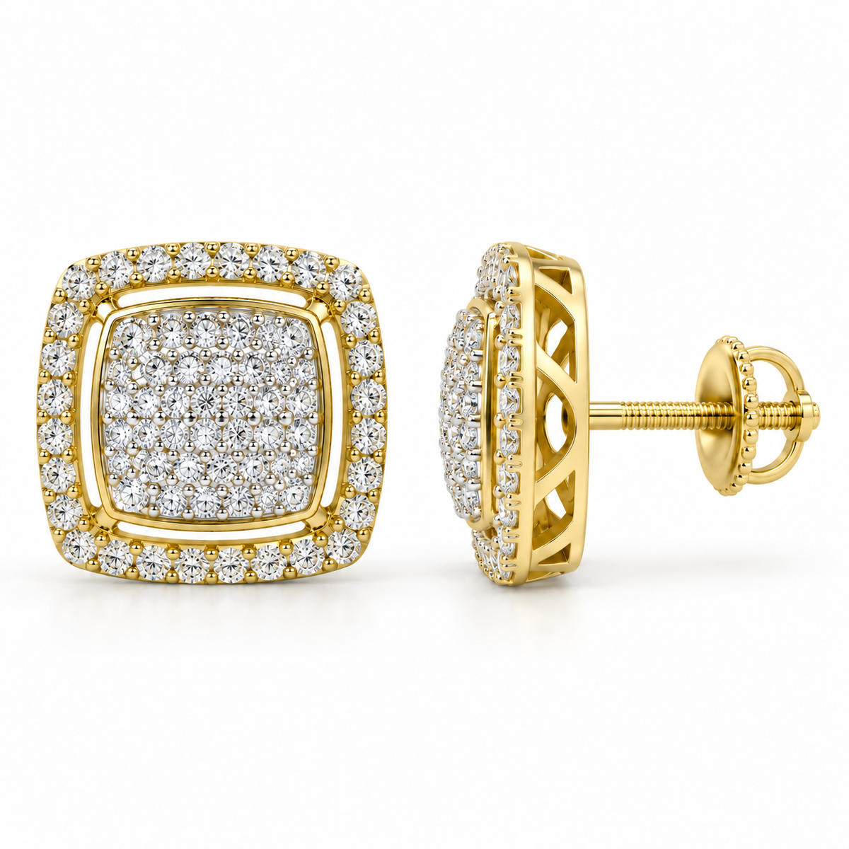 10K Yellow Gold Earrings 0.50 ct Natural Diamond