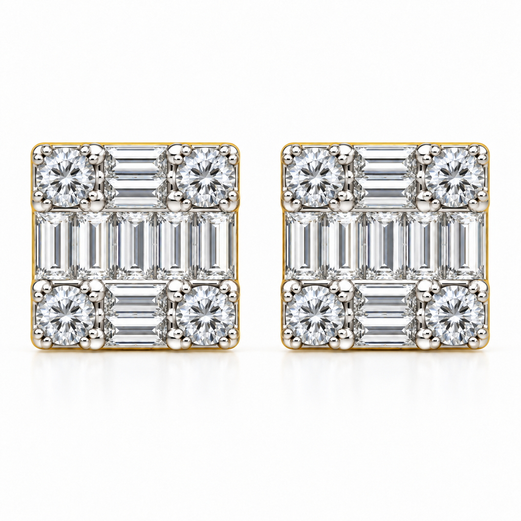 10K Yellow Gold Earrings 0.75 ct Natural Diamond