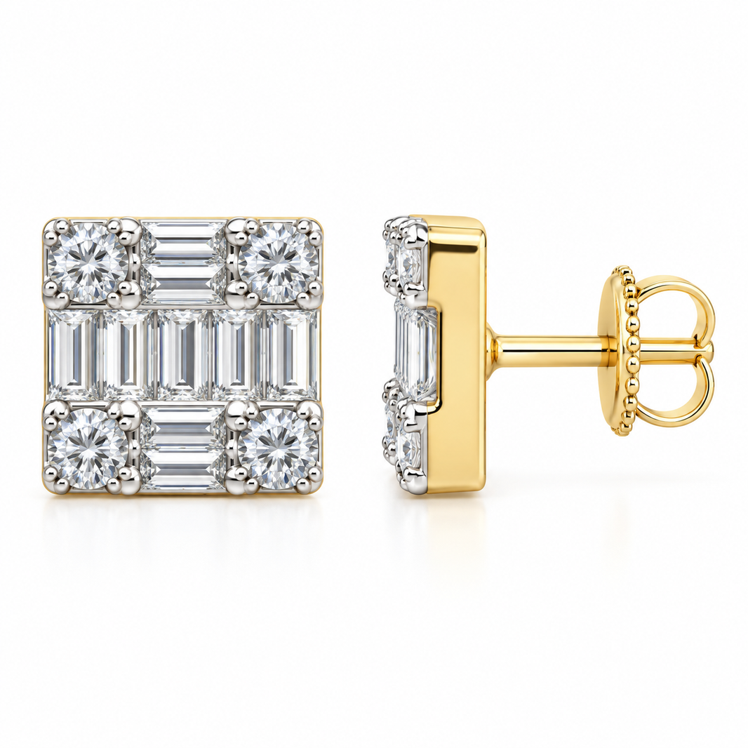 10K Yellow Gold Earrings 0.75 ct Natural Diamond