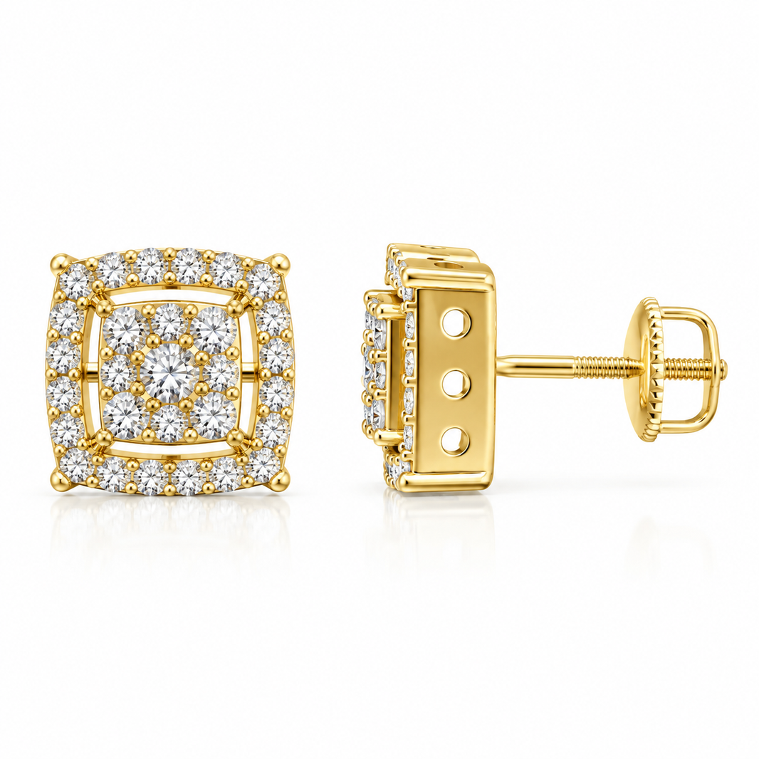 14K Yellow Gold Earrings 0.60 ct Natural Diamond