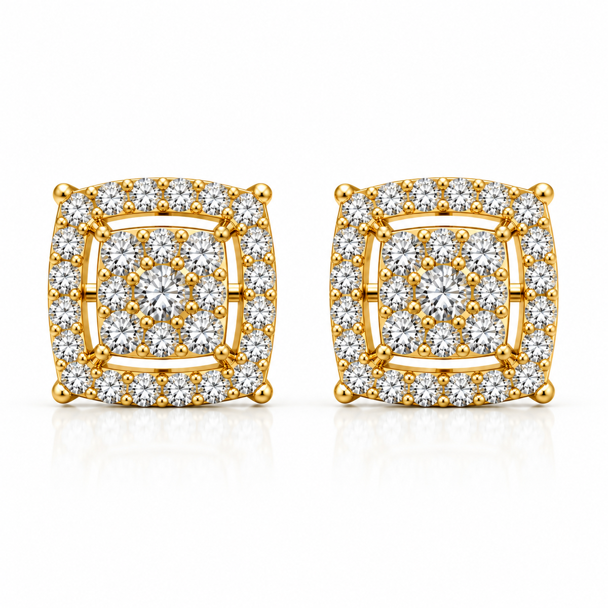 14K Yellow Gold Earrings 0.60 ct Natural Diamond