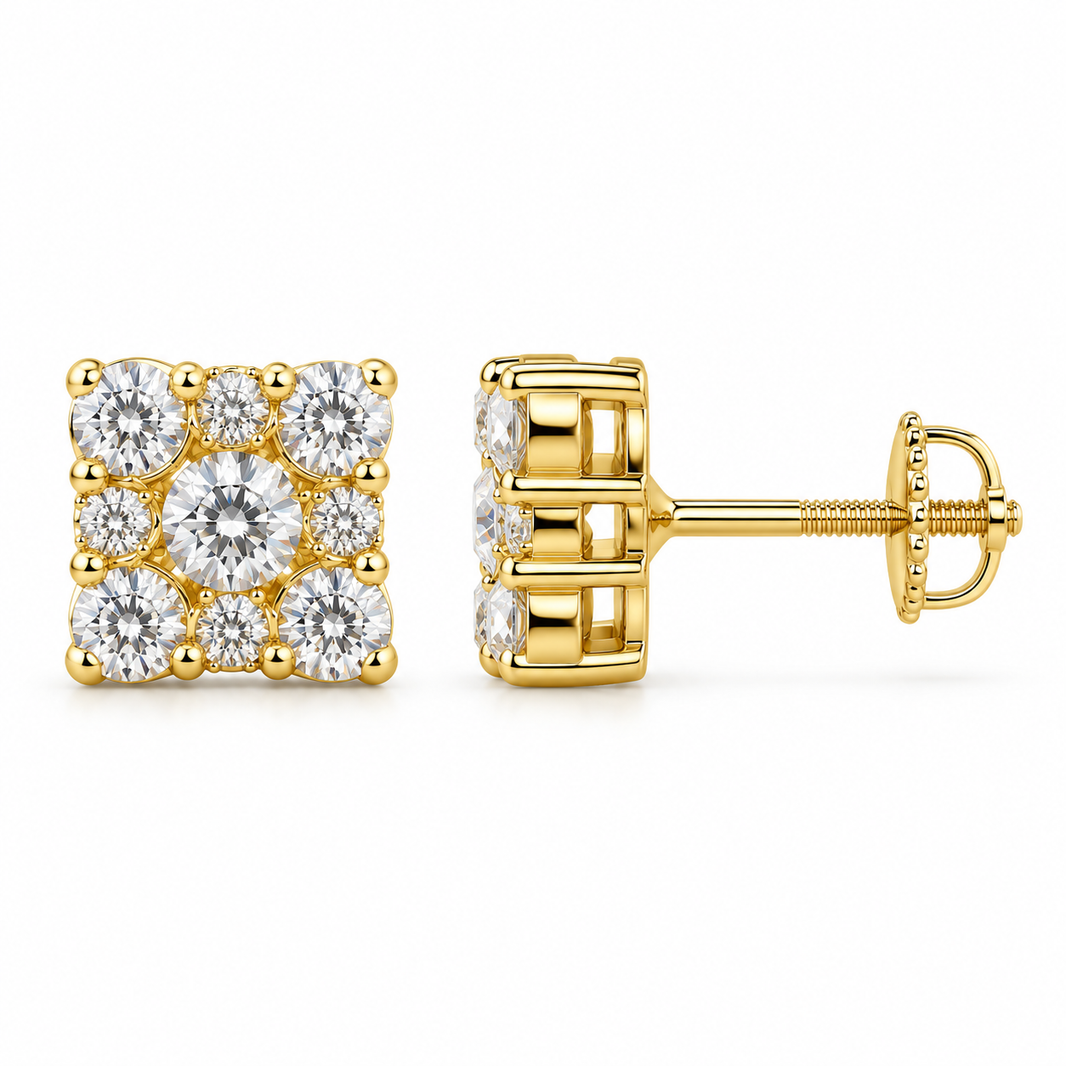 14K Yellow Gold Earrings 1.06 ct Natural Diamond