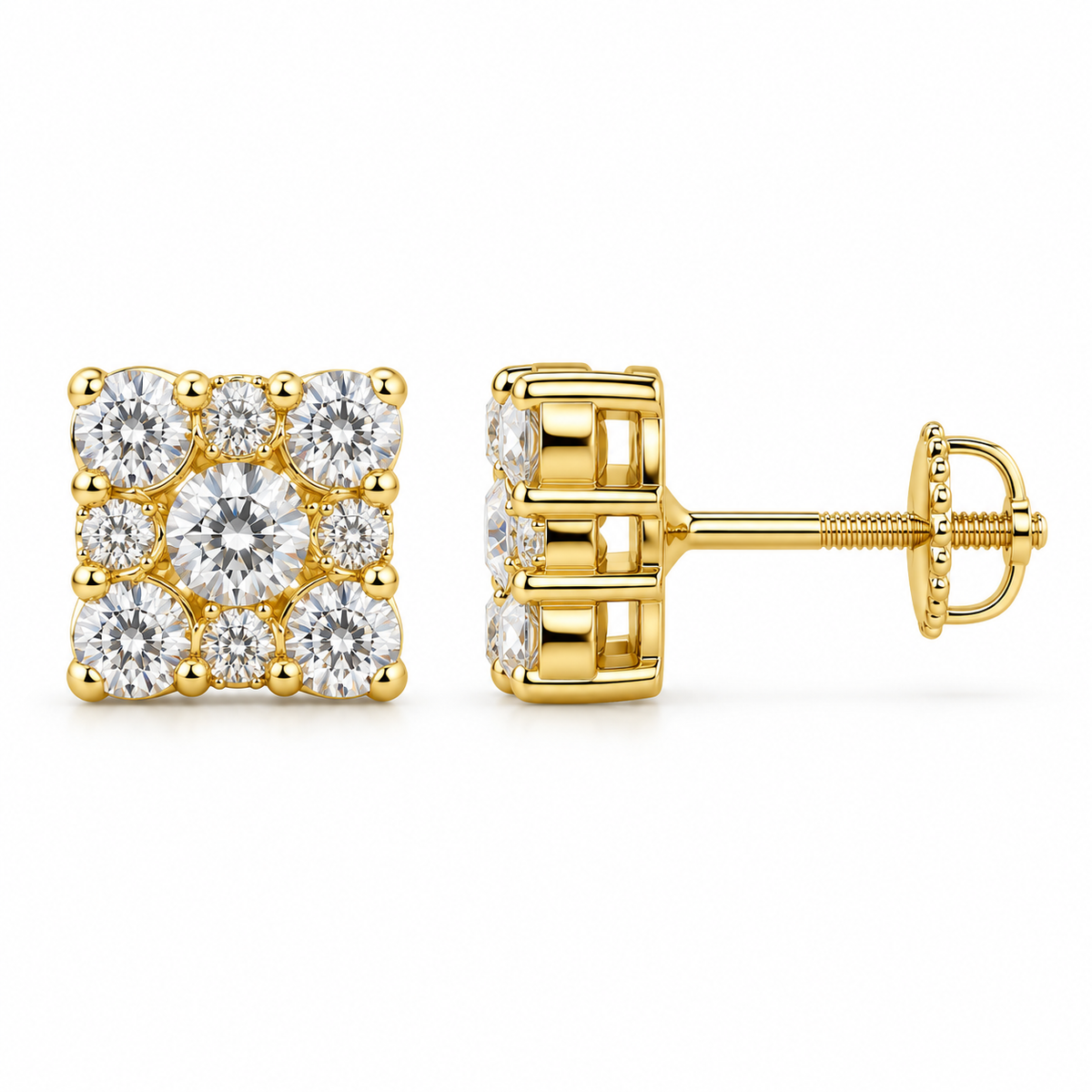 14K Yellow Gold Earrings 1.06 ct Natural Diamond