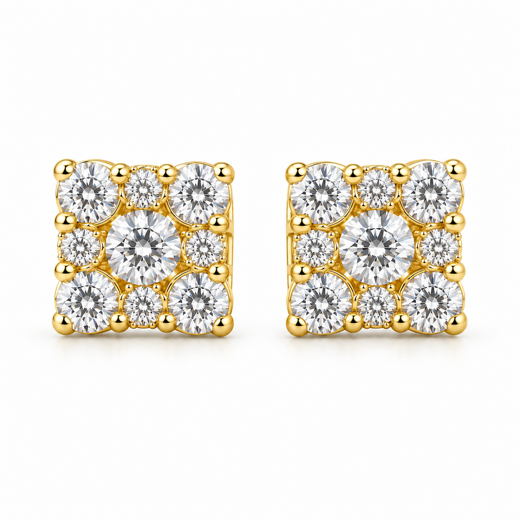 14K Yellow Gold Earrings 1.06 ct Natural Diamond