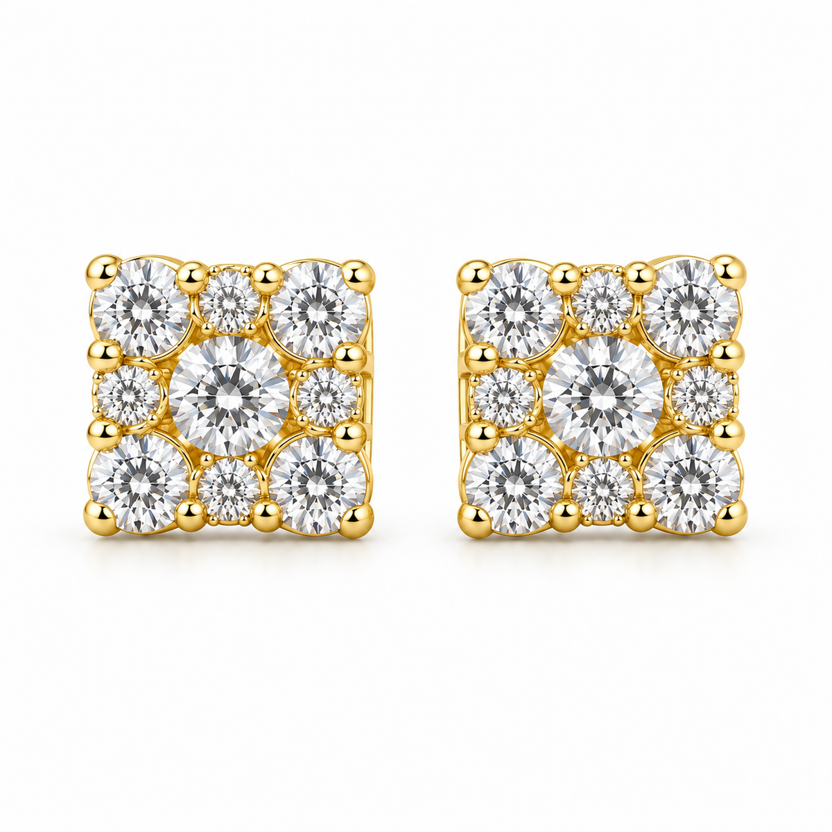 14K Yellow Gold Earrings 1.06 ct Natural Diamond