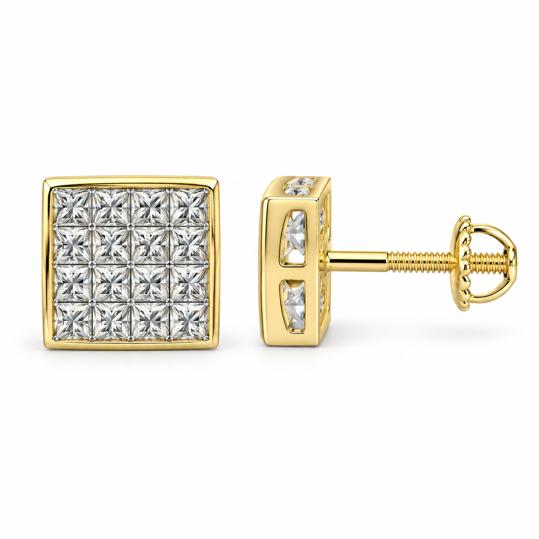 14K Yellow Gold Earrings 0.75 ct Natural Diamond