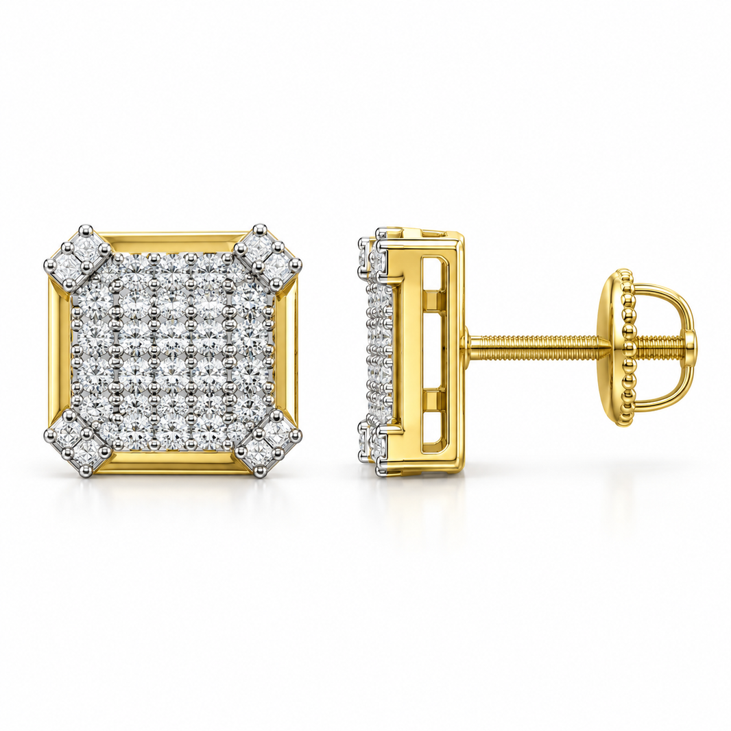 10K Yellow Gold Earrings 0.21 ct Natural Diamond