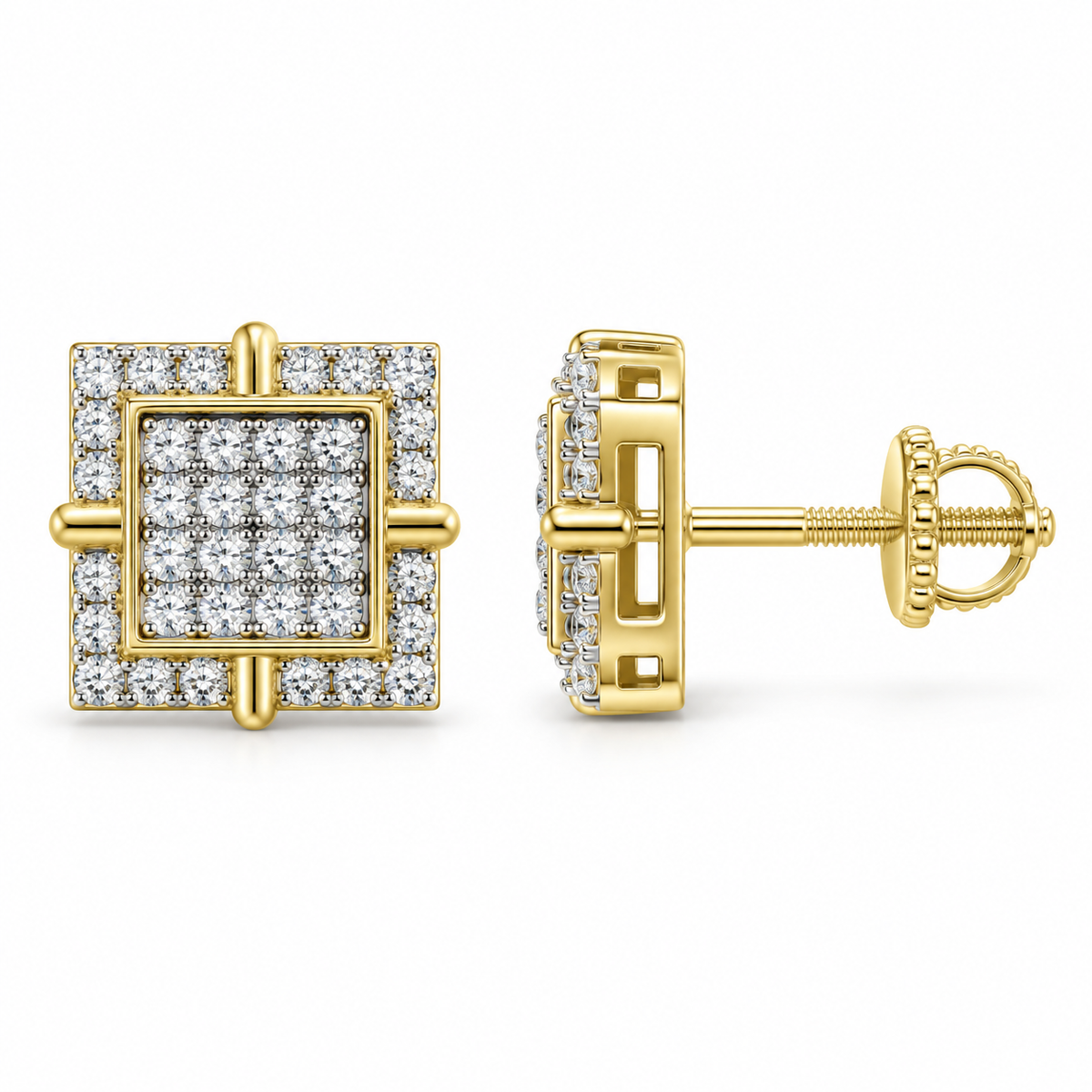 10K Yellow Gold Earrings 0.14 ct Natural Diamond