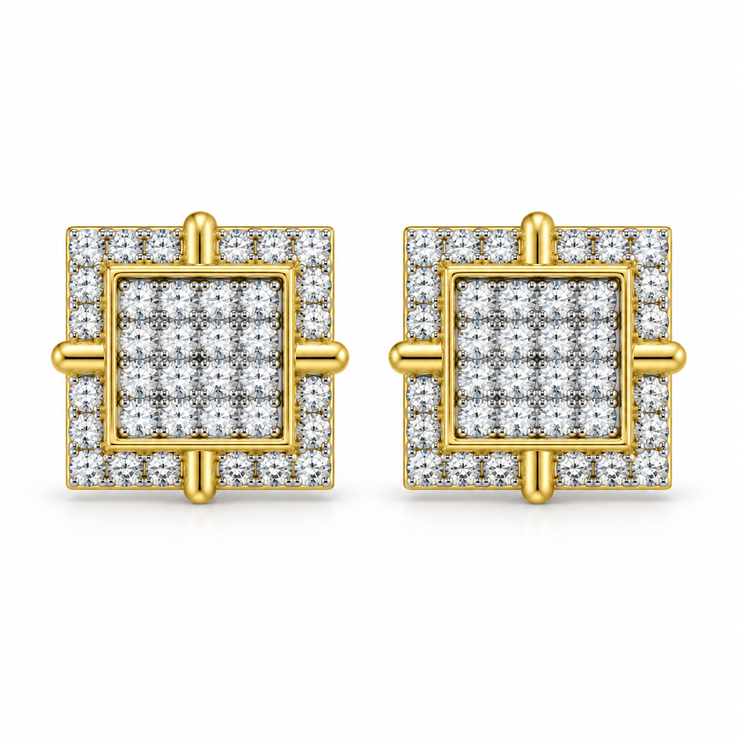 10K Yellow Gold Earrings 0.14 ct Natural Diamond