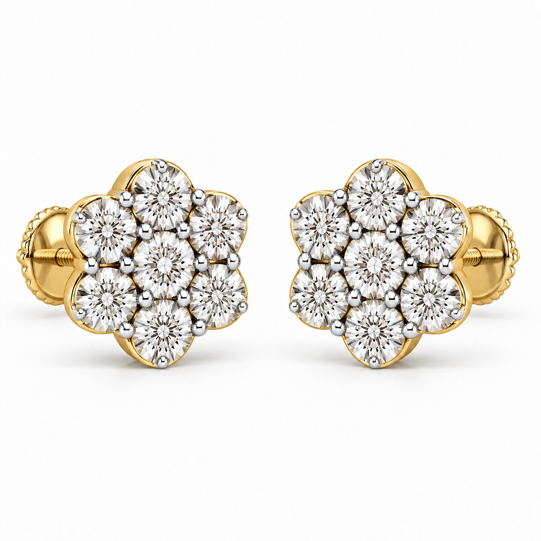 10K Yellow Gold Women's Stud Earrings 0.33 ct Natural Diamond
