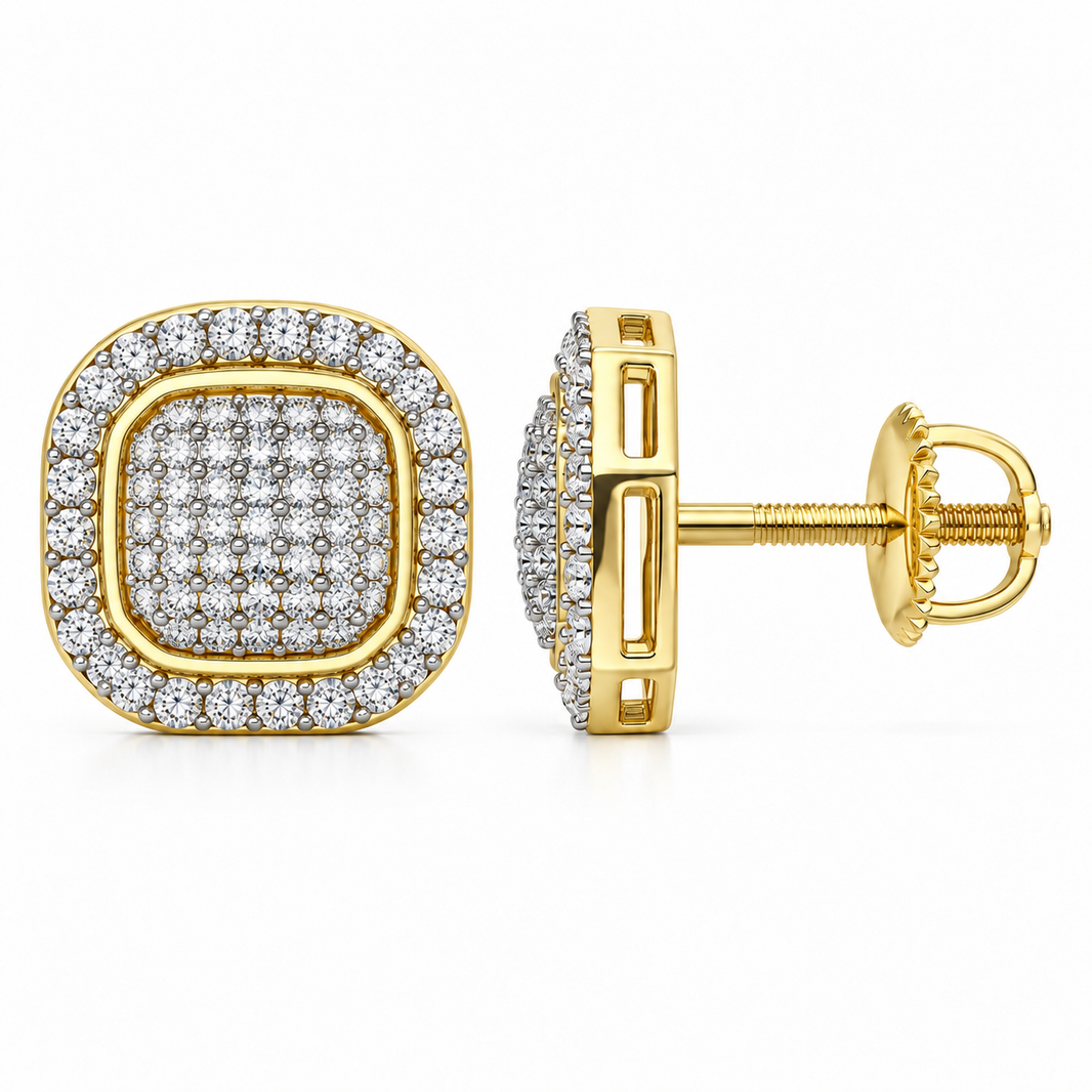 10K Yellow Gold Earrings 0.16 ct Natural Diamond