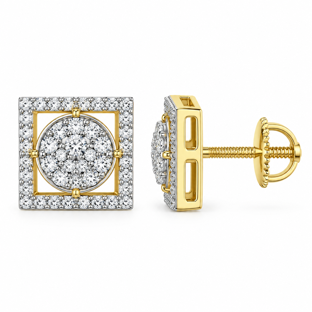 10K Yellow Gold Earrings 0.19 ct Natural Diamond