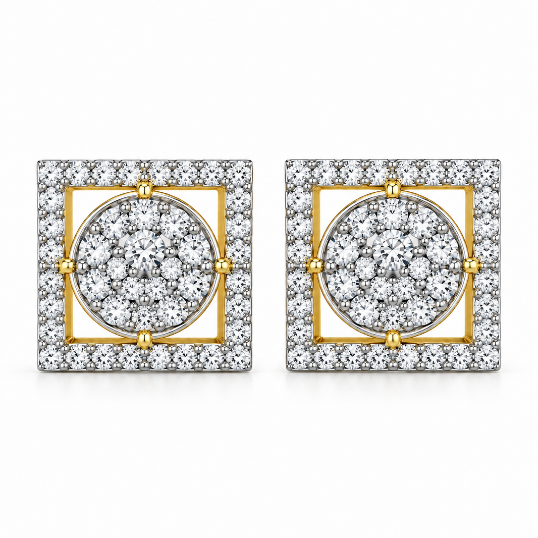 10K Yellow Gold Earrings 0.19 ct Natural Diamond